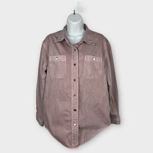 Womens Pink Denim Jacket Oversized Cotton Shacket Medium‎